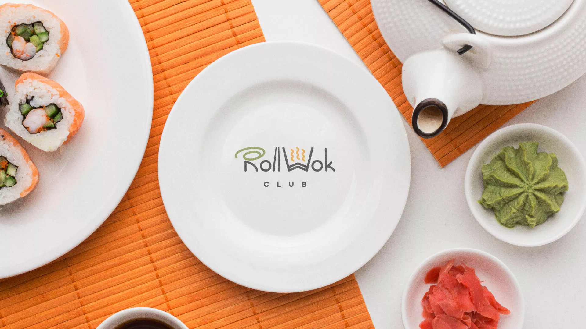 Разработка логотипа и фирменного стиля в Баймаке для суши-бара «Roll Wok Club»